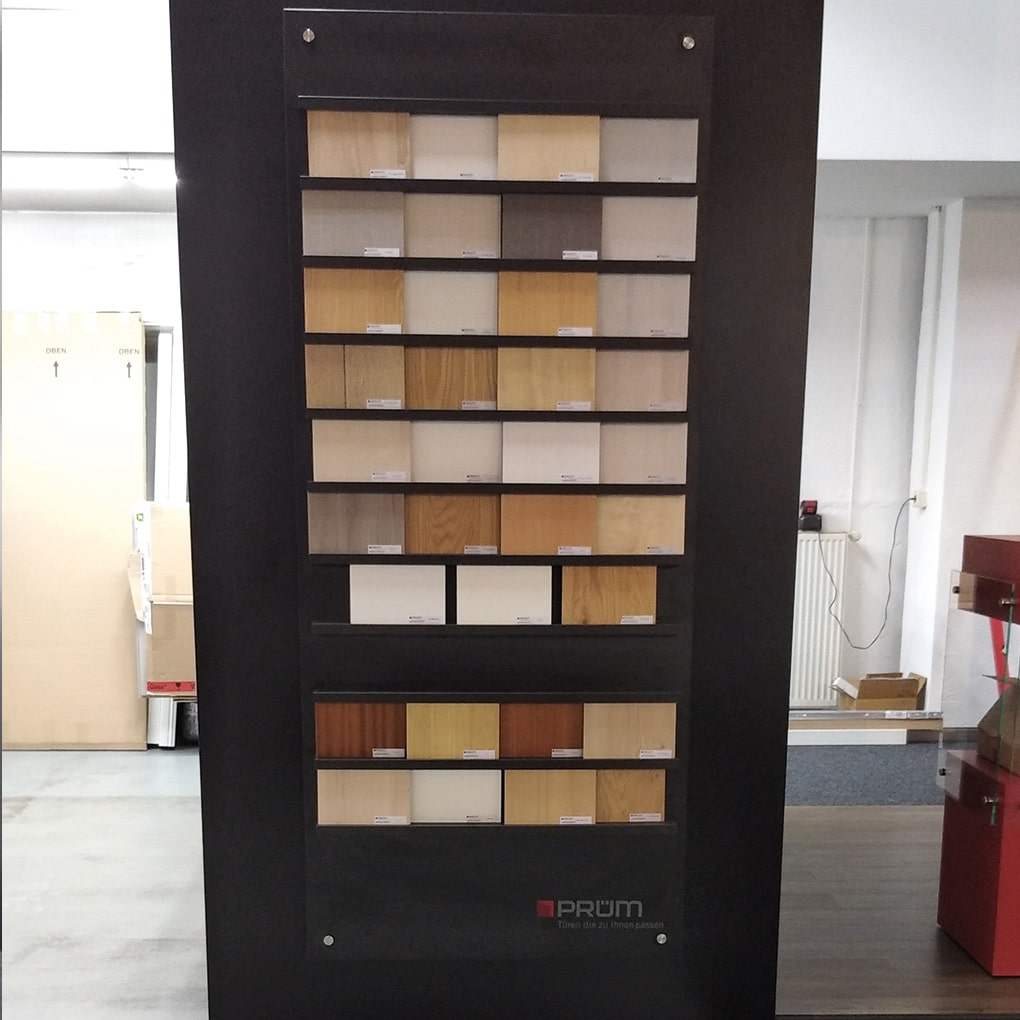 a material display board shows different surfaces