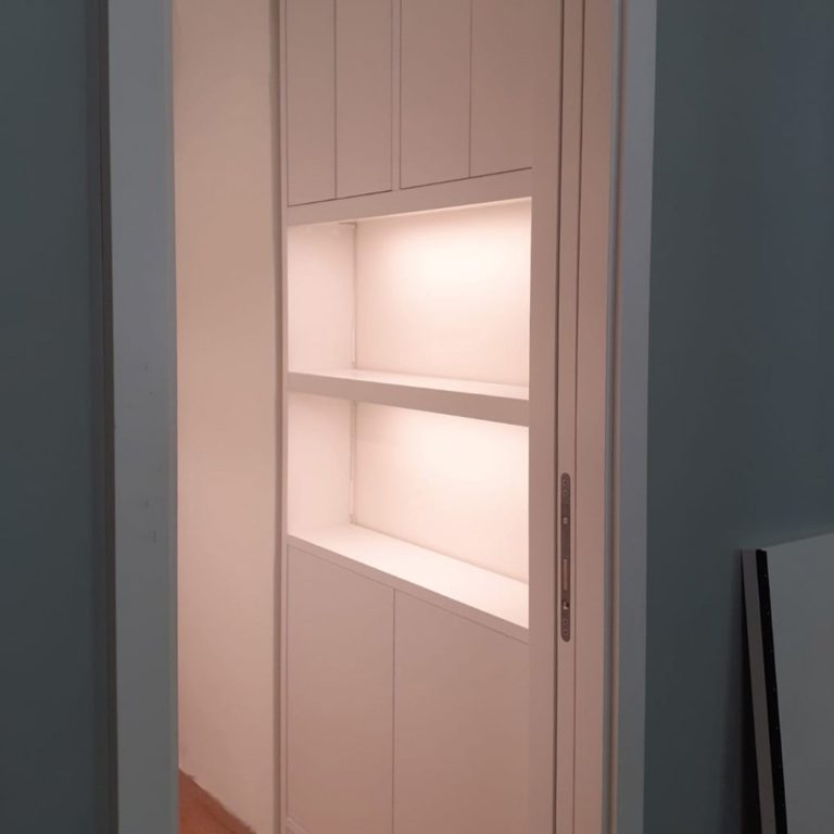 illuminated shelf in the mounted wall cabinet
